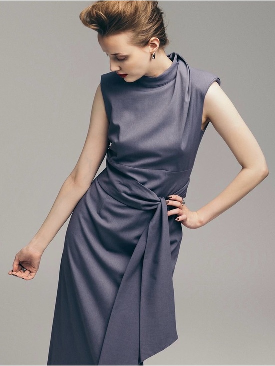 Julia Allert Dresses & Skirts - Julia Allert Designer Long Dress With Mock Neck Solid Pale Violet